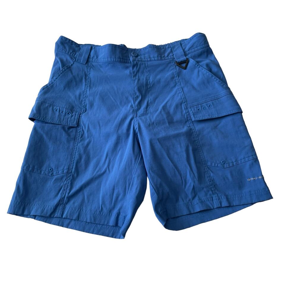Columbia PFG Size Medium Omni Shield Nylon Shorts Fishing Hiking UPF 50 Blue